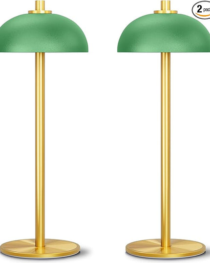 2 Pack Cordless Table Lamp, 5000mAh Portable Rechargeable Table Lamp, 3 Color Modes Stepless Dimming Table Light with Memory Function, for Dinner, Patio, Home, Restaurant.(Green) - LeafyLoom