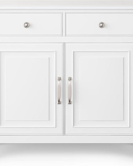 SIMPLIHOME Connaught SOLID WOOD 40 inch Wide Traditional Entryway Storage Cabinet in White for the Living Room, Entryway and Family Room - LeafyLoom