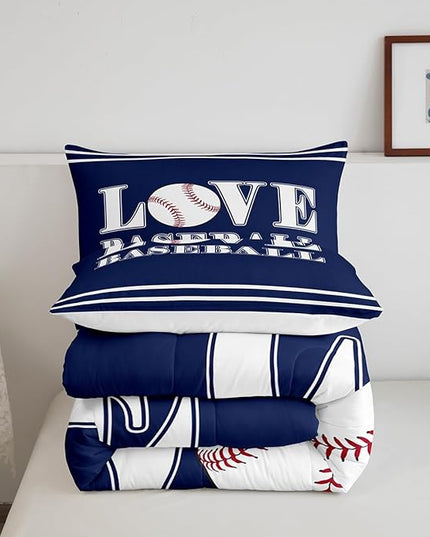 Feelyou Kids Baseball Comforter Set King Size Sports Game Bedding Set for Boys Girls Teens Bedroom Decor Baseball Gaming Comforter Gift for Baseball Lover Duvet Set with 2 Pillow Case - LeafyLoom