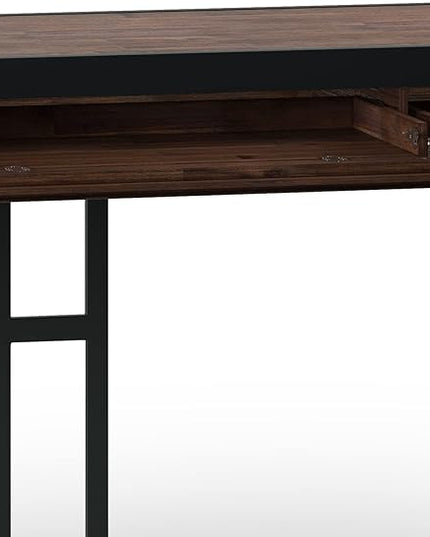 SIMPLIHOME Erina SOLID ACACIA WOOD Modern Industrial 48 Inch Wide Small Desk in Distressed Charcoal Brown, For the Office Desk, Writing Table, Workstation and Study Table - LeafyLoom