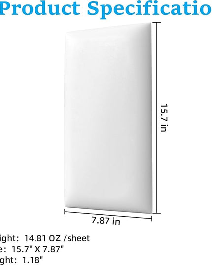 Peel and Stick Headboard White Upholstered Wall Panels, 6 Panels Sized 7.8" x 15.7", 3D Anti-Collision Soundproof Self-Adhesive Wall Panel for Bedroom，Living Room - LeafyLoom