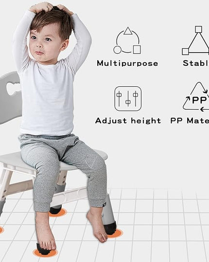 Adjustable Kid Chairs Indoor 3 Level Adjustable Suitable for Children Age 2-6. Maximum load-bearing 220LBS Suitable for Family Classroom and Nursery Child Seat Set (2-Pack-Grey) - LeafyLoom