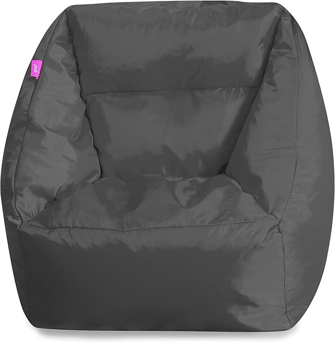 Posh Creations Structured Comfy Seat for Playrooms and Bedrooms, Large Bean Bag Chair, Coronado Chair, Charcoal Gray - LeafyLoom