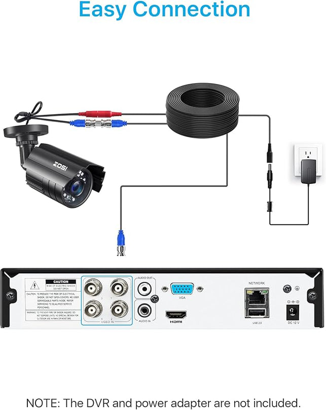 ZOSI 4 Pack 1080P 1920TVL Home Security Cameras Outdoor Indoor, Night Vision, IP66 Weatherproof 2MP Surveillance Camera, Work For 720P/1080P/5MP/4K HD-TVI,AHD,CVI analog CCTV DVR System (Black) ZOSI