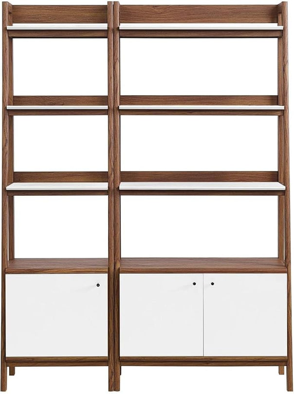 Modway Bookshelf Display Cases in Walnut White - Set of 2 - LeafyLoom