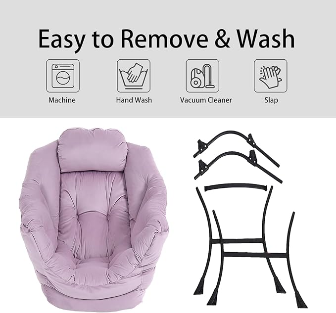 LITA Lazy Chair with Ottoman, Modern Accent Leisure Upholstered Sofa Chair, Contemporary Lounge Reading Chair with Armrests and a Side Pocket for Living Room, Bedroom & Small Space - LeafyLoom