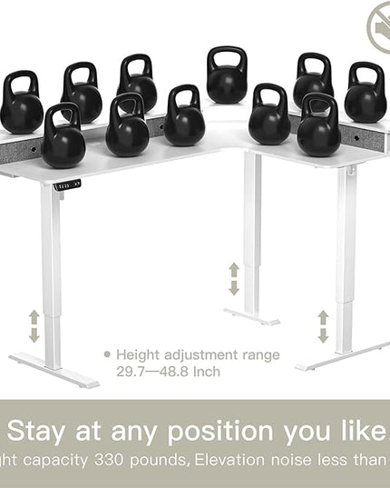 L Shape Standing Desk, 67 * 48 Inches Adjustable Height Standing Desk with 4 Drawers, Corner Electric Standing Desk with Monitor Stand for Home Office, Snow White - LeafyLoom