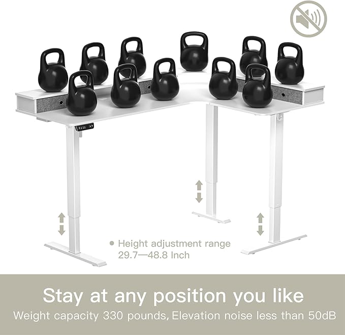 L Shape Standing Desk, 67 * 48 Inches Adjustable Height Standing Desk with 4 Drawers, Corner Electric Standing Desk with Monitor Stand for Home Office, Snow White - LeafyLoom