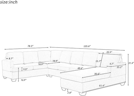 Furniture, Modern Large Upholstered U-Shape, Living Room Sectional Set with Extra Wide Chaise Lounge, Sofas & Couches Grey, Dark Gray-b - LeafyLoom