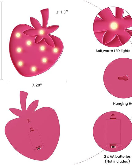 Strawberry Party Decorations, Battery Powered Strawberry Night Light for Kids, Strawberry Room Decor for Girls, Strawberry Birthday Decorations, Strawberry Wall Decor - LeafyLoom