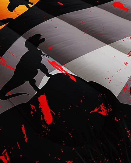 Cartoon Dinosaur Comforter Set Twin 3Pc Kawaii Dinosaur Bedding Set All Season with Tree, Leaf Decoration includes 1 Comforter, 2 Pillowcases for Kids Girls Teens - LeafyLoom