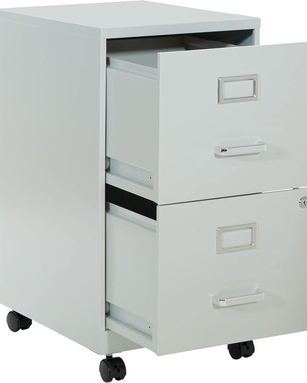 OSP Home Furnishings 2 Drawer Mobile Locking Metal File Cabinet, Grey - LeafyLoom