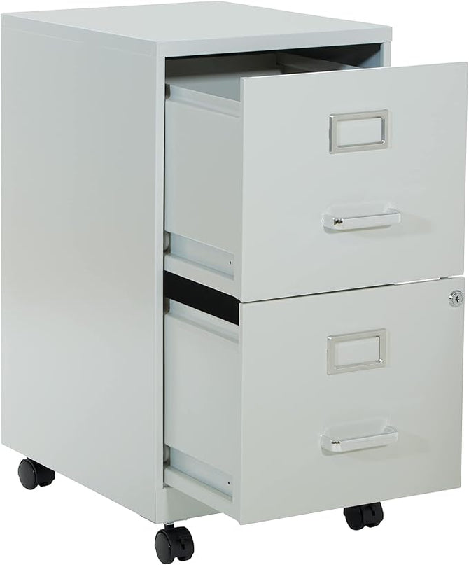 OSP Home Furnishings 2 Drawer Mobile Locking Metal File Cabinet, Grey - LeafyLoom