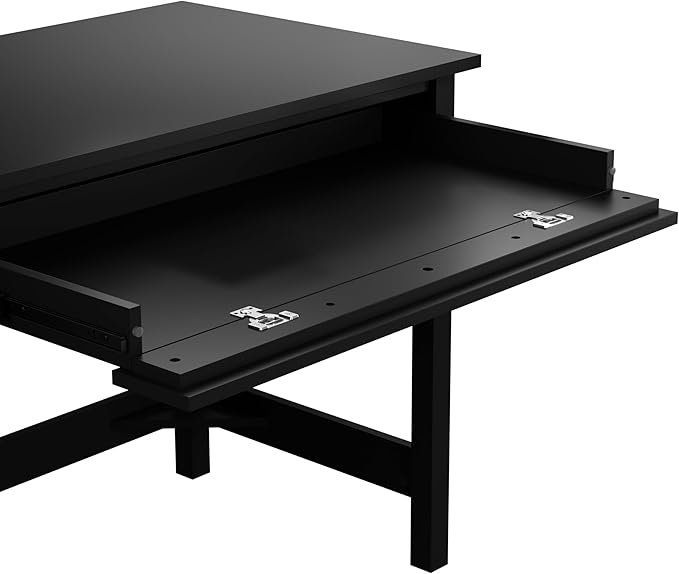 Bush Furniture Broadview 54W Computer Desk with Drawers and Desktop Organizer in Classic Black | Storage for Home Office Workspace - LeafyLoom