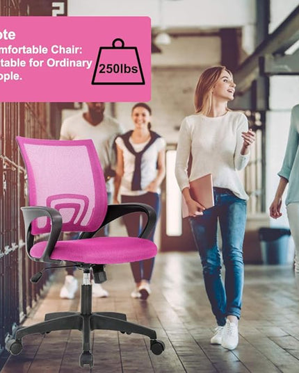 BestOffice Home Office Chair Ergonomic Desk Chair Mesh Computer Chair with Lumbar Support Armrest Executive Rolling Swivel Adjustable Mid Back Task Chair,Pink - LeafyLoom