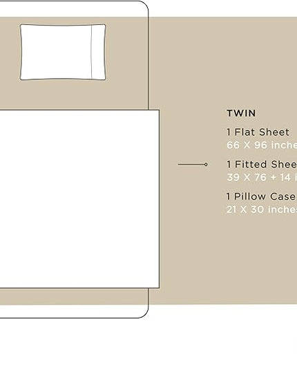 100% Cotton Percale Sheets Twin Size,Light Taupe, Deep Pocket, 3 Pieces Sheet Set - 1 Flat, 1 Deep Pocket Fitted Sheet and 1 Pillowcase, Crisp Cool and Strong Bed Linen - LeafyLoom