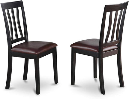 East West Furniture Antique 5 Piece Dining Set for 4 Includes a Round Kitchen Table with Pedestal and 4 Faux Leather Upholstered Dinette Chairs, 36x36 Inch, ANTI5-BLK-LC - LeafyLoom