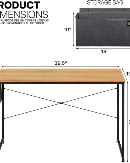 MoNiBloom Computer Desk, Modern Simple Style Laptop Table with Bag for Reading Writing Livingroom Bedroom - Light Walnut - LeafyLoom