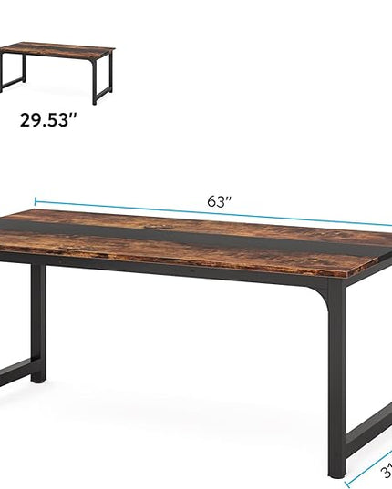 Tribesigns Modern Computer Desk, 63 x 31.5 inch Large Office Desk Computer Table Study Writing Desk Workstation for Home Office, Rustic/Black - LeafyLoom
