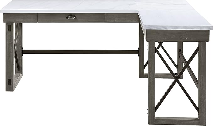 NicBex Kimberly-DW-00029-LWJ Home Office Desks, 67"x55"x30", Gray-1 - LeafyLoom