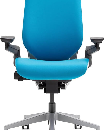 Steelcase Gesture Office Chair - Ergonomic Work Chair with Wheels for Carpet - Comfortable Office Chair - Intuitive-to-Adjust Chairs for Desk - 360-Degree Arms - Blue Jay Fabric - LeafyLoom