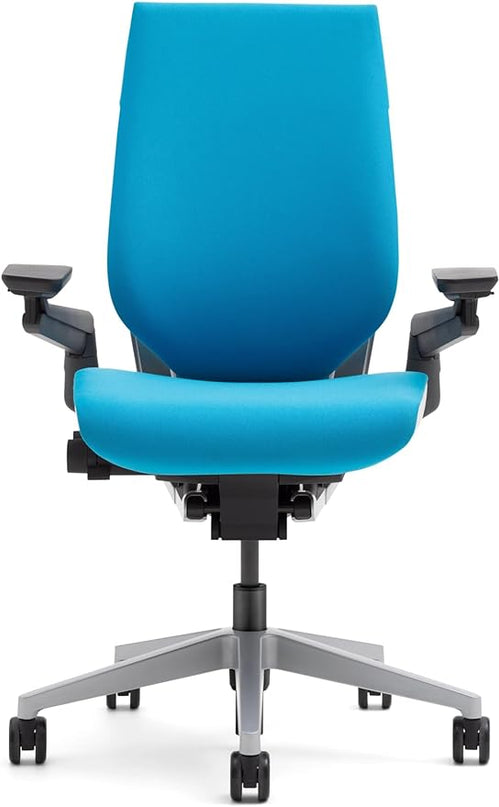 Steelcase Gesture Office Chair - Ergonomic Work Chair with Wheels for Carpet - Comfortable Office Chair - Intuitive-to-Adjust Chairs for Desk - 360-Degree Arms - Blue Jay Fabric - LeafyLoom