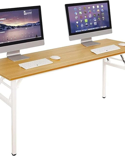 Computer Desk,62 Inch Modern Simple Style Folding Tables,Home Office Writing Desk, Space Saving Foldable Table, No Install Needed - LeafyLoom