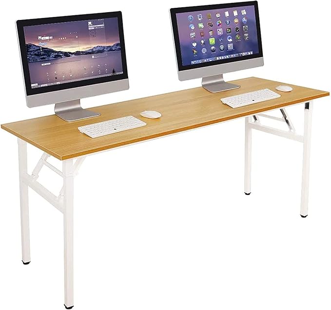 Computer Desk,62 Inch Modern Simple Style Folding Tables,Home Office Writing Desk, Space Saving Foldable Table, No Install Needed - LeafyLoom