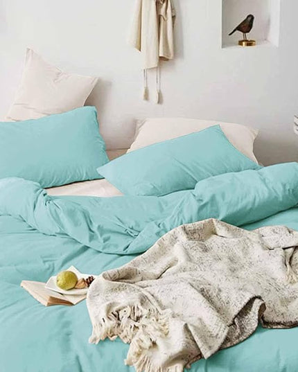 ETDIFFE Turquoise King Size Comforter, 3 Piece Aesthetic Modern Teal Bedding Set - Soft & Lightweight All Season Microfiber Down Alternative Bed Comforter with 2 Pillow Shams for Women Men - LeafyLoom