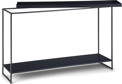 SIMPLIHOME Garner 47 inch Wide Metal Tray Top Console Sofa Entryway Table in Black, for the Living Room, Entryway and Bedroom - LeafyLoom