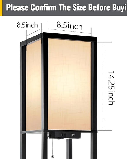 OUTON White Linen Texture Lamp Shade 14.25 x 8.5 x 8.5 inch for Shelf Floor Lamp - LeafyLoom