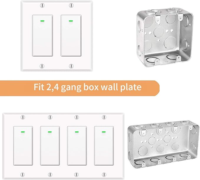 Smart Switch, WiFi Smart Light Switch Compatible with Amazon Alexa and Google Home, Neutral Wire Needed, with Remote Control, Timing Schedule, No hub Required MK36 (1Pack) bekca