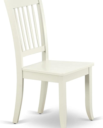East West Furniture SUDA5-LWH-W 5 Piece Dining Room Furniture Set Includes a Round Kitchen Table with Dropleaf & Shelves and 4 Dining Chairs, 42x42 Inch, Linen White - LeafyLoom