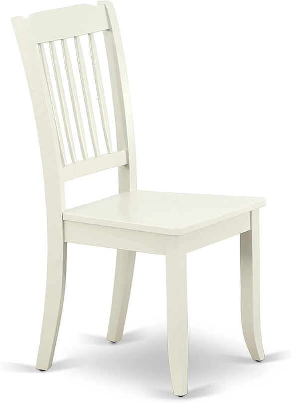 East West Furniture SUDA5-LWH-W 5 Piece Dining Room Furniture Set Includes a Round Kitchen Table with Dropleaf & Shelves and 4 Dining Chairs, 42x42 Inch, Linen White - LeafyLoom