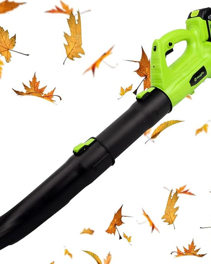 Yougfin Cordless Leaf Blower, 320 MPH 21V Electric Blowers for Lawn Care, Battery Powered Blower with 6 Speed Mode (4.0Ah Battery & Charger Included) - LeafyLoom