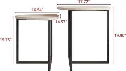 Round Coffee Table Set of 2 End Tables for Living Room,Black Small Coffee Table Living Room Table,Metal Frame & Wood Look,Sturdy and Easy Assembly,Stacking Side Tables Bedroom,White - LeafyLoom