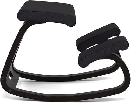 Varier Variable Balans Original Kneeling Chair Designed by Peter Opsvik (Black Revive Fabric with Black Ash Base) - LeafyLoom