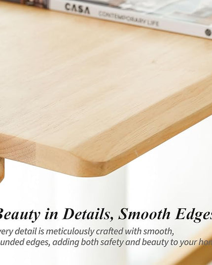 Computer Desk, Foldable Desk, Home Office Desks, Solid Wood Writing Desk, Mid Century Modern Desks, Oak Study Table, Folding Desks for Small Spaces, 47.2 W x 27.6 H x 13.6 D Inches, Natural - LeafyLoom