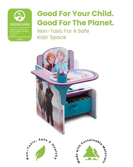 Delta Children Chair Desk with Storage Bin, Disney Frozen II Cup Holders|Arm Rest, Engineered Wood - LeafyLoom