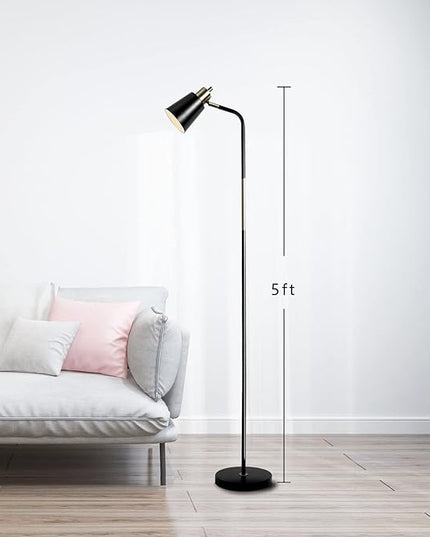 NIOSTA Floor Lamp, Industrial Floor Lamp Height Adjustable 360°Rotation Lampshade Modern Standing Lamp, Floor Lamps for Living Room, Office, Bedroom Reading, Work etc(Black) - LeafyLoom