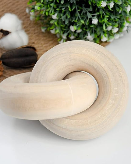 Wood kont Decor Coffee Table Decor for Living Room, Wood Chain Link Decor, Hand Carved Decoration for Home, Modern Farmhouse, Boho and Shelf Object - LeafyLoom