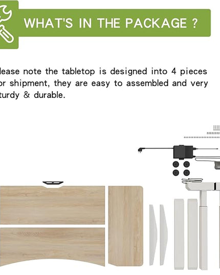 Radlove Dual Motors Height Adjustable 55 x 30'' Electric Standing Desk with Curved Design Stand Up Table 4 Memory Keys, Computer Desk with Splice Board Home Office Desk, Oak Top + White Frame - LeafyLoom