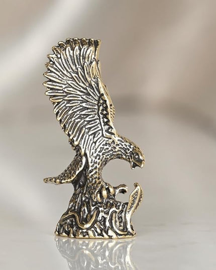 Vintage Solid Brass Eagle Figurine - Majestic Desk Decor for Collectors - Perfect Home or Office Accent(Eagle) - LeafyLoom