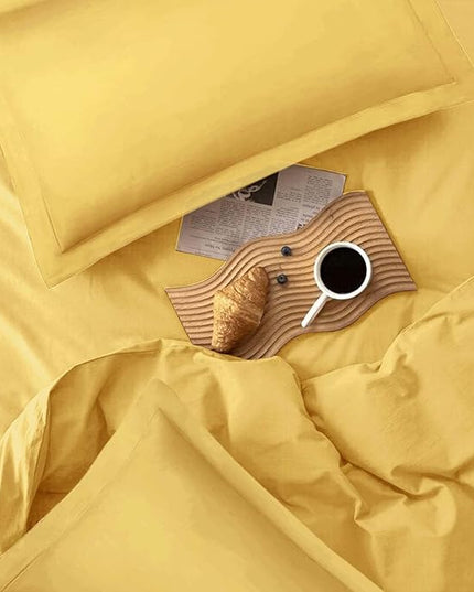 ETDIFFE Yellow Comforter Set Queen Size, 3 Piece Aesthetic Modern Bedding Set - Soft & Lightweight All Season Microfiber Down Alternative Bed Comforter with 2 Pillow Shams for Preppy Dorm - LeafyLoom