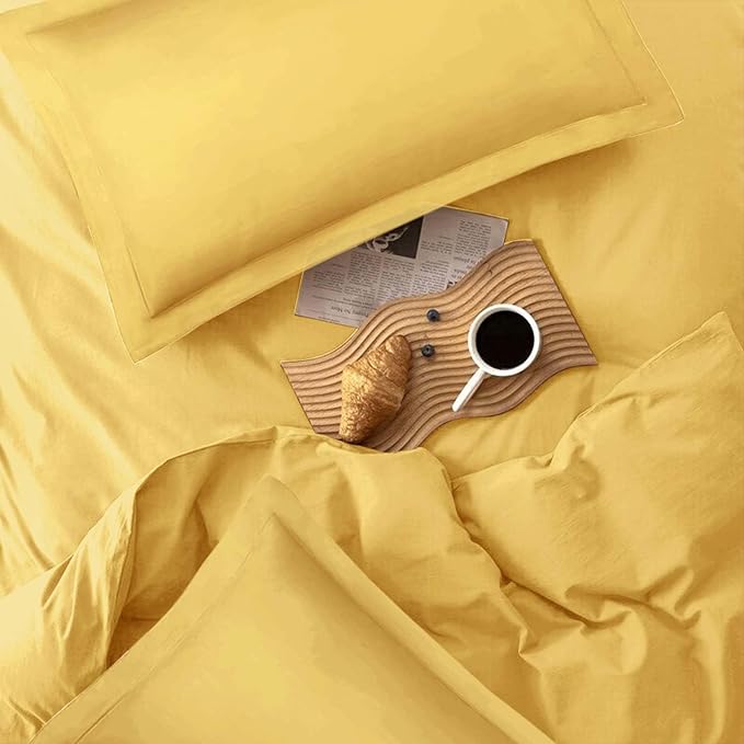 ETDIFFE Yellow Comforter Set Queen Size, 3 Piece Aesthetic Modern Bedding Set - Soft & Lightweight All Season Microfiber Down Alternative Bed Comforter with 2 Pillow Shams for Preppy Dorm - LeafyLoom