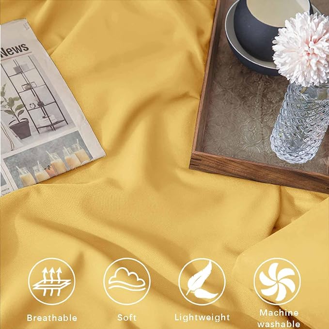 ETDIFFE Yellow Comforter Set Queen Size, 3 Piece Aesthetic Modern Bedding Set - Soft & Lightweight All Season Microfiber Down Alternative Bed Comforter with 2 Pillow Shams for Preppy Dorm - LeafyLoom