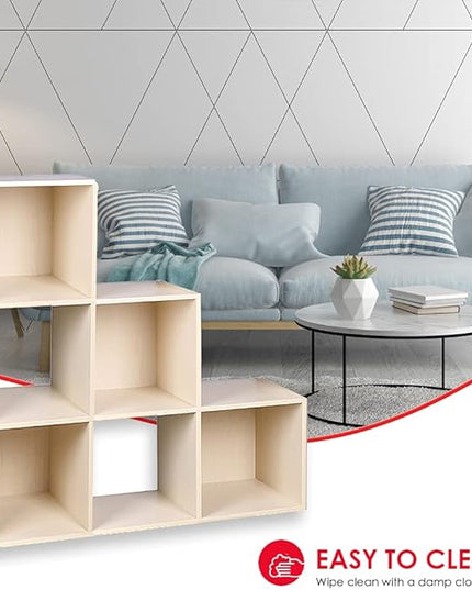 Home Basics Open and Enclosed Cube MDF Storage Organizer, Oak (6-Cube Tiered) - LeafyLoom
