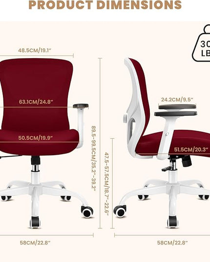 Office Chair Ergonomic Desk Chair with Adjustable Lumbar Support, Swivel Comfy Computer Chair Heavy Duty Executive Chair for Home Office - LeafyLoom