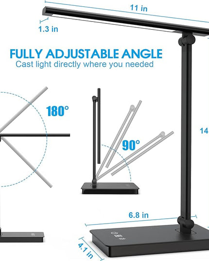 LED Desk Lamp for Home Office, Desk light Dimmable Eye-caring Reading with 5 Lighting & 5 Brightness Level, Table Light Touch Control Foldable Table Lamp for Bedside Office Study Reading Work - LeafyLoom