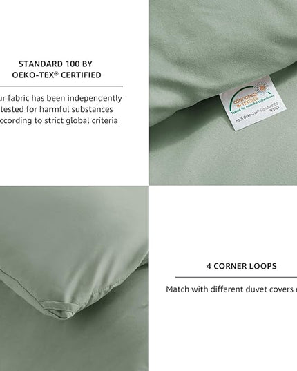 CozyLux Sage Green Comforter Set King Size, 3 Pieces Solid Breathable Quilted Style Bedding Sets, Luxury Fluffy Soft Microfiber Comforter for All Season(1 Comforter & 2 Pillowcases) - LeafyLoom
